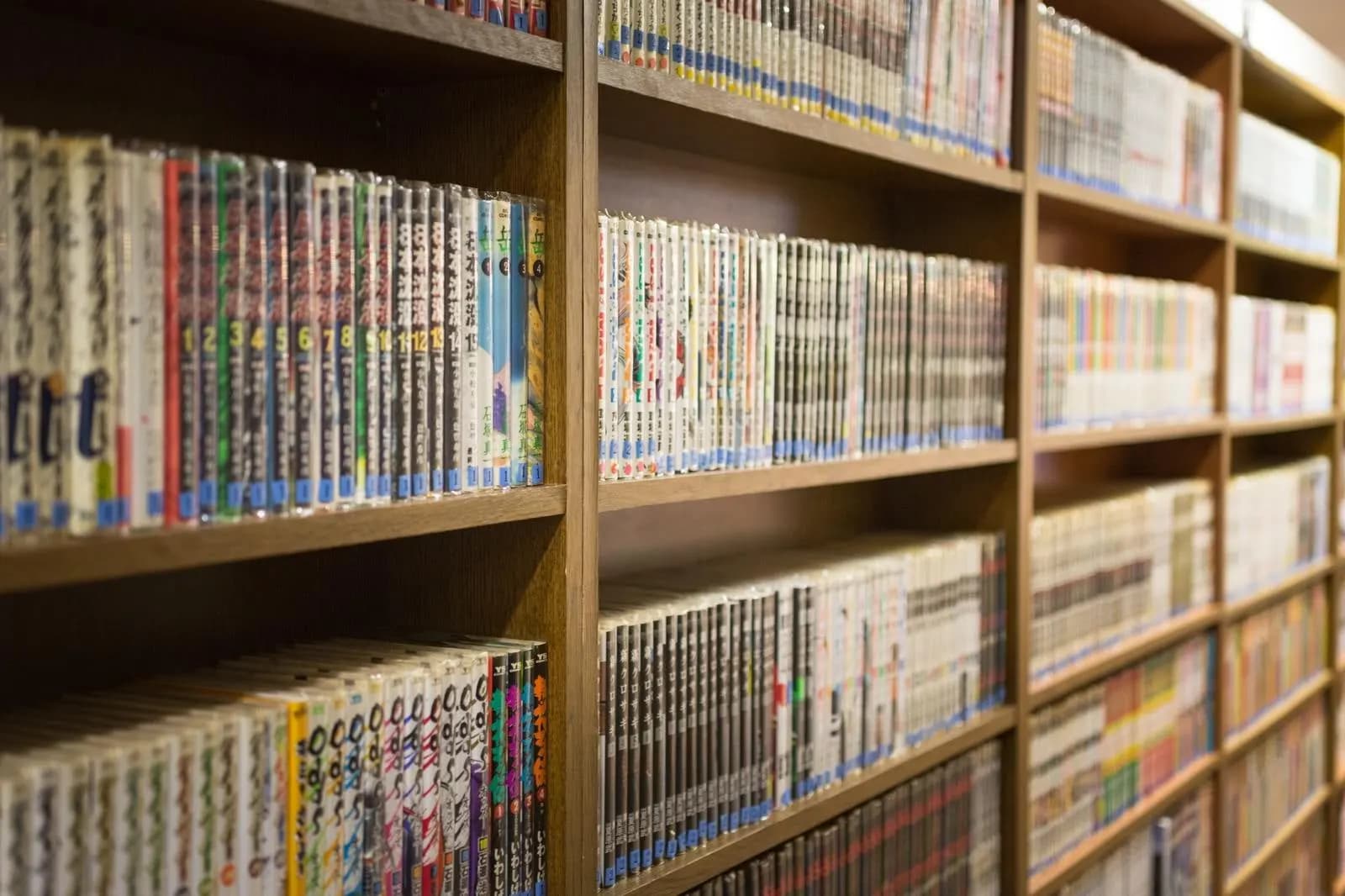 Manga collection on shelves